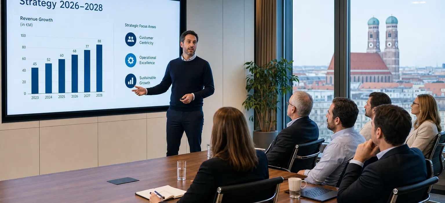 nAIxt presenting AI strategy to management