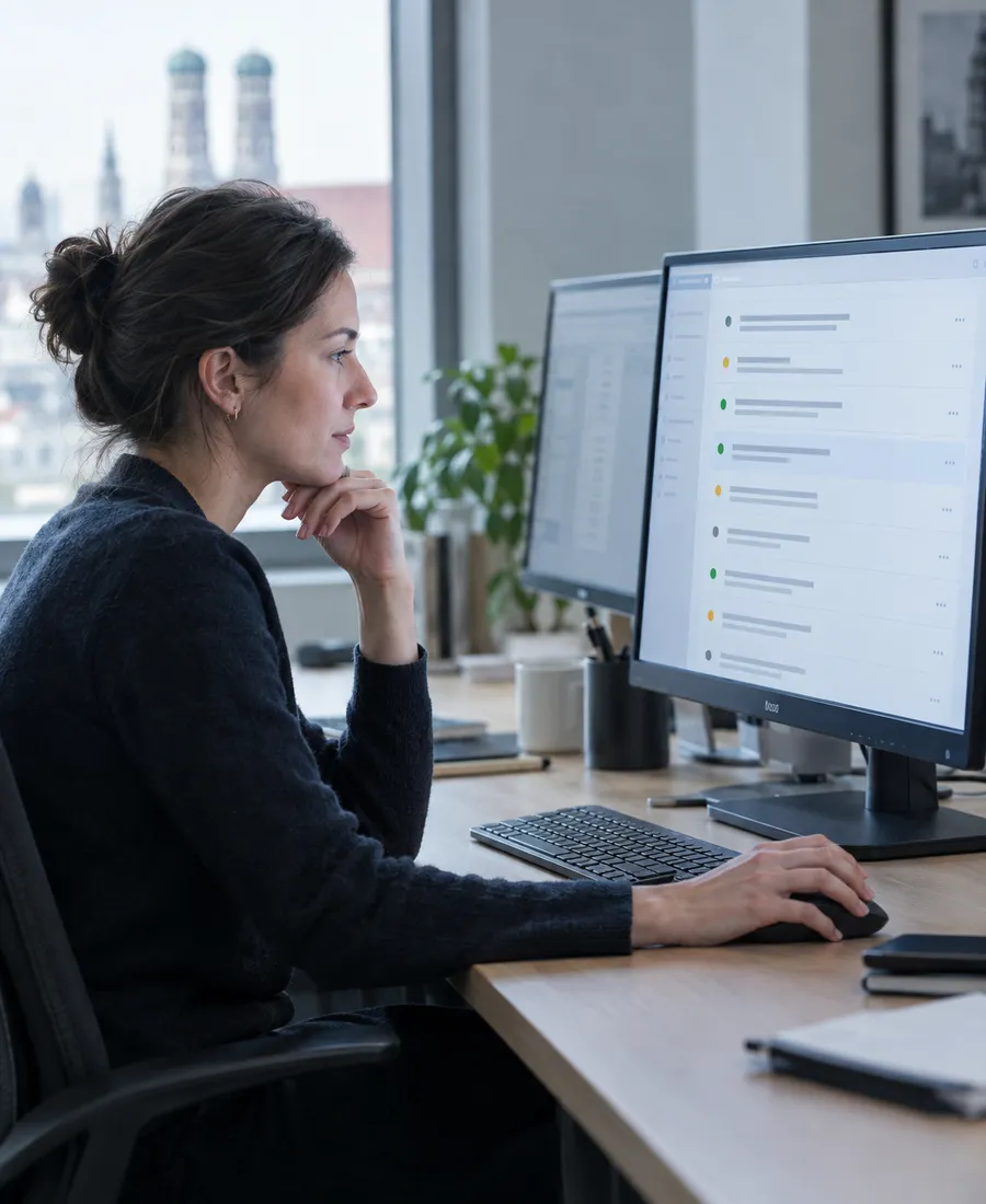 An operations specialist reviewing proposed actions before approving one