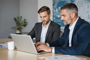 Two consultants working on a presentation