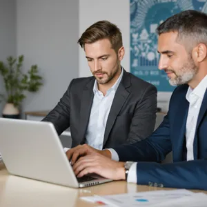 Two consultants working on a presentation
