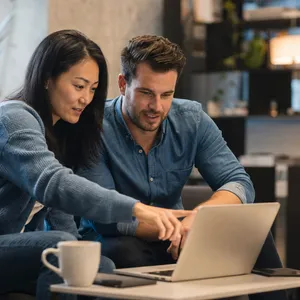 Two consultants working on a presentation