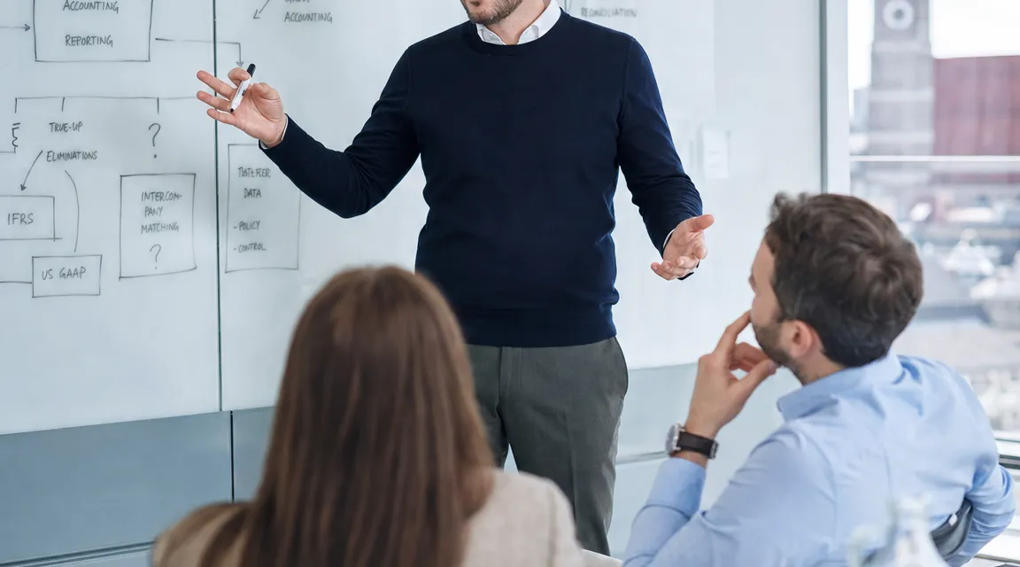 Consultants working through a make-or-buy decision