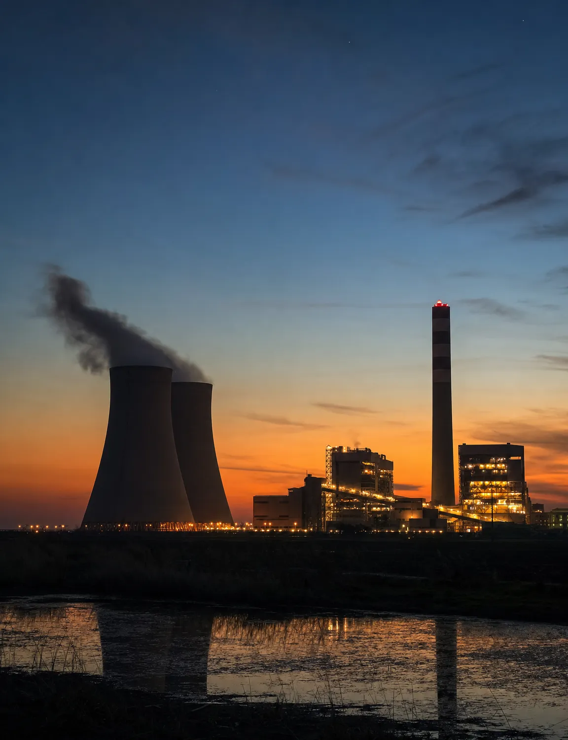 Power generation infrastructure at dusk