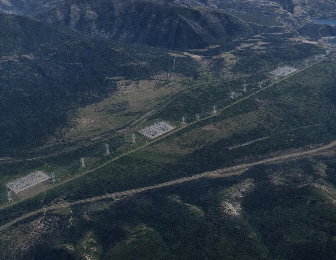 Satellite view of energy infrastructure under AI analysis